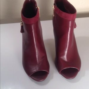 Wine ankle boots